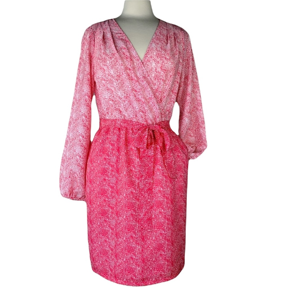 Harper and Gray Faux Wrap Pink Dress with Pockets